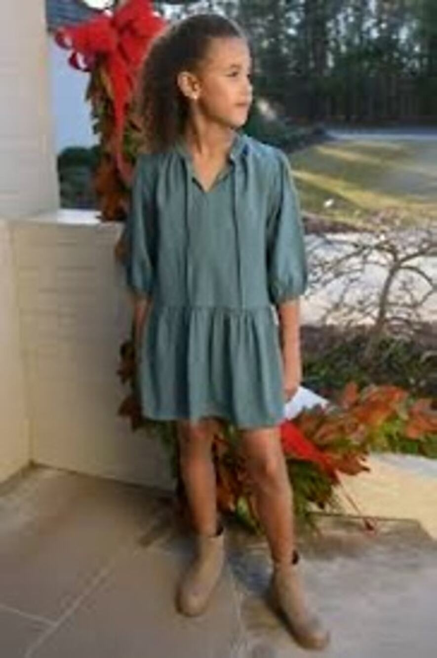 Pleat Girl's Eve Dress in fir green Girl's size 14